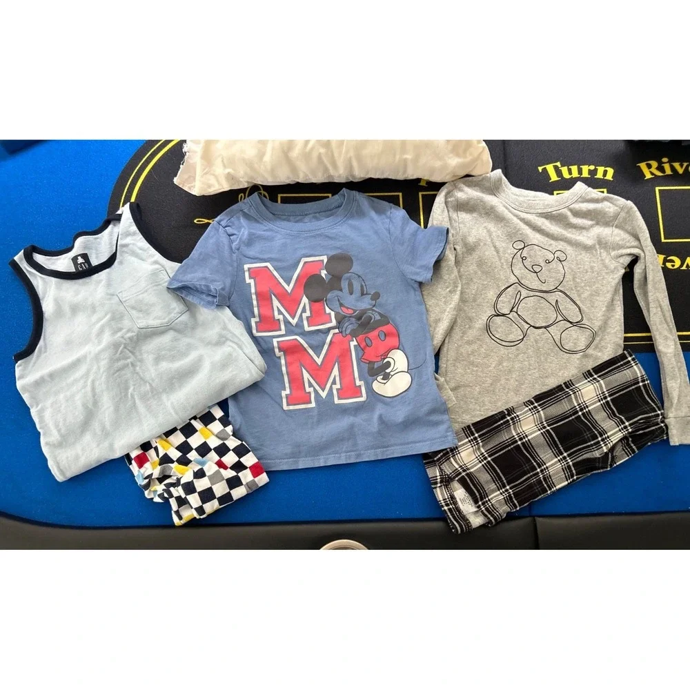 Lot of 5 Baby Gap 4T Mixed Pajamas PJ tank top & pants & Disney Mickey tee